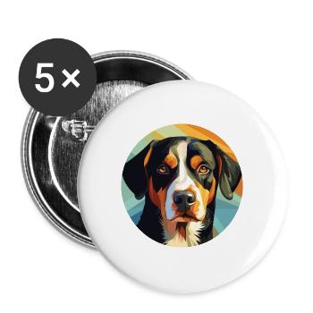 Entlebucher Sennenhund Rasse Buntes Aquarell - Buttons groß 56 mm (5er Pack) - Weiß - Vorne