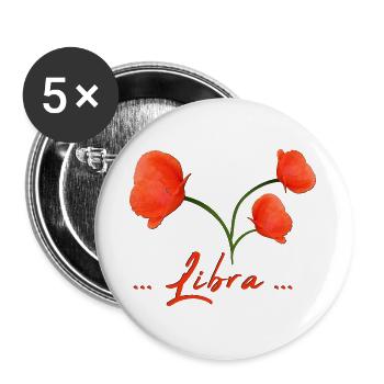 Waage Sternzeichen Waage Mohnblume Mohn - Buttons groß 56 mm (5er Pack) - Weiß - Vorne