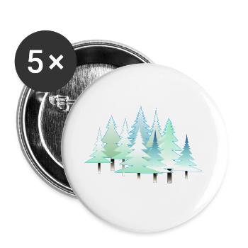 Weihnachten Winter Tannen Winterlandschaft Wald - Buttons groß 56 mm (5er Pack) - Weiß - Vorne