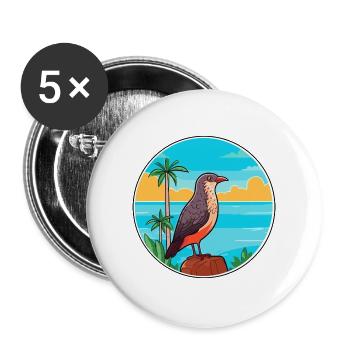 Kuckuck Aquarell Cartoon Kawaii Clipart Tier - Buttons groß 56 mm (5er Pack) - Weiß - Vorne