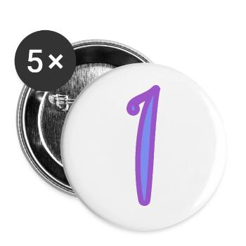 1. 1 JAHR. 1. JAHRESTAG. 1 JAHR GEBURTSTAG - Buttons groß 56 mm (5er Pack) - Weiß - Vorne