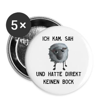 Keinen Bock Schaf - Ich kam, sah und hatte... - Buttons groß 56 mm (5er Pack) - Weiß - Vorne