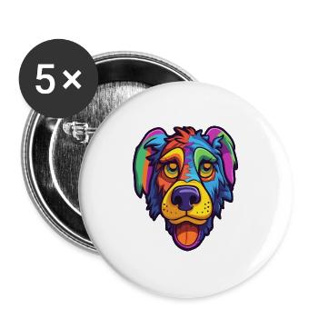 Cao de Seo Miguel Hunderasse Cartoon Kawaii Illustration - Buttons groß 56 mm (5er Pack) - Weiß - Vorne