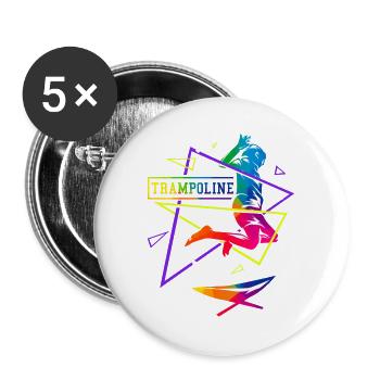 Schwungvolle Trampolin Akrobatin - Buttons groß 56 mm (5er Pack) - Weiß - Vorne