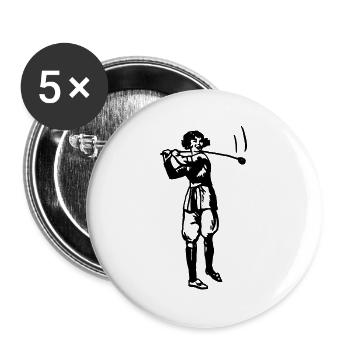 Golf - Golfen - Golfer - Buttons groß 56 mm (5er Pack) - Weiß - Vorne
