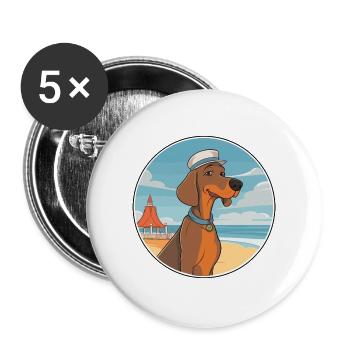 Hannover Hund Rasse Cartoon Kawaii Clipart Hund - Buttons groß 56 mm (5er Pack) - Weiß - Vorne
