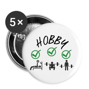 Gym Kreuzheben Workout Liebe - mein Fitness-Hobby - Buttons groß 56 mm (5er Pack) - Weiß - Vorne