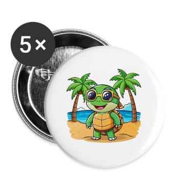 Turtle Funny Cartoon Summer Beach Sunglasses - Buttons large 2.2''/56 mm (5-pack) - white - Front