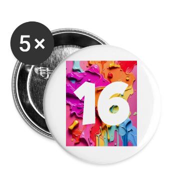 NO. 16 NUMBER 16 COLORFUL 16TH BIRTHDAY - Buttons large 2.2''/56 mm (5-pack) - white - Front