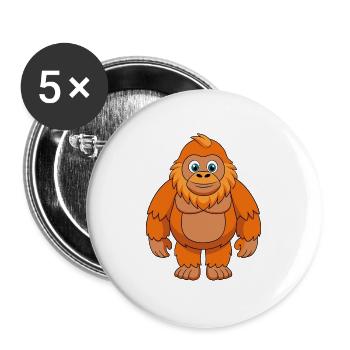 Big Foot Niedliche Maskottchen Zeichentrickfigur Kawaii - Buttons groß 56 mm (5er Pack) - Weiß - Vorne