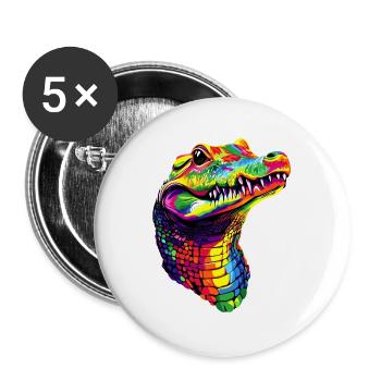 Krokodil Alligator Reptilien Kroko Liebe Krokodile - Buttons groß 56 mm (5er Pack) - Weiß - Vorne