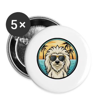 Komondor Hunderasse Cartoon Sonnenbrille Strand - Buttons groß 56 mm (5er Pack) - Weiß - Vorne