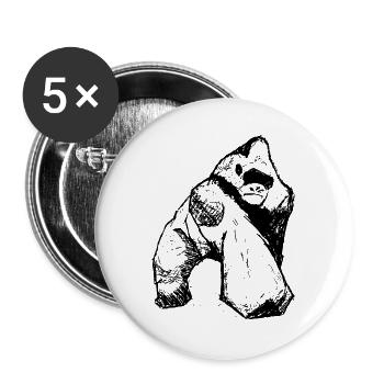 Gorilla & Silberrücken - Buttons groß 56 mm (5er Pack) - Weiß - Vorne