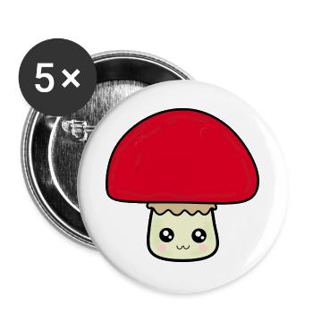 Kawaii Pilz Kawaii Chibi Kawaii food - Buttons groß 56 mm (5er Pack) - Weiß - Vorne