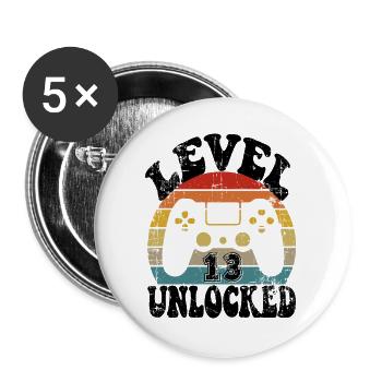 13 Birthday gift Funny 13th birthday Present - Buttons groß 56 mm (5er Pack) - Weiß - Vorne