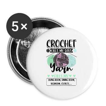 Häkeln Wolle Stricken - Buttons groß 56 mm (5er Pack) - Weiß - Vorne