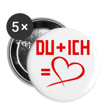 Du plus Ich gleich Herz Liebe Romantisch - Buttons groß 56 mm (5er Pack) - Weiß - Vorne