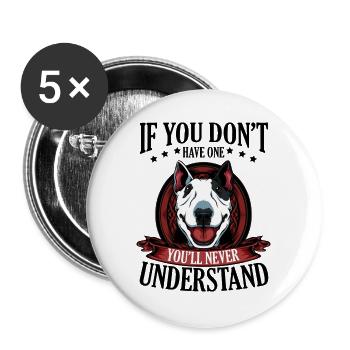 Bull Terrier - Buttons groß 56 mm (5er Pack) - Weiß - Vorne