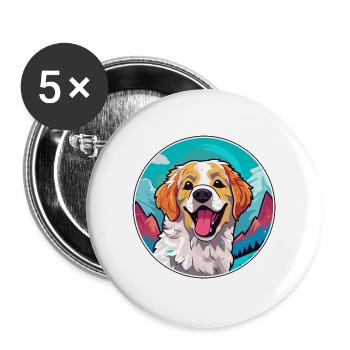Alano Español Hunderasse Cartoon Kawaii Aquarell - Buttons groß 56 mm (5er Pack) - Weiß - Vorne