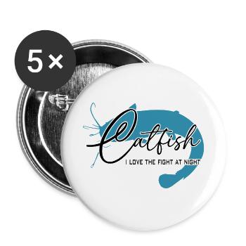 Catfish, Catfish, Sport Fishing, River Monster - Buttons large 2.2''/56 mm (5-pack) - white - Front
