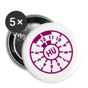 TÜV Siegel Hauptuntersuchung - Farbe frei wählbar - Buttons groß 56 mm (5er Pack) - Weiß - Vorne