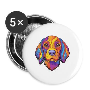 Deutsche Bracke Hunderasse Cartoon Kawaii Illustrat - Buttons groß 56 mm (5er Pack) - Weiß - Vorne