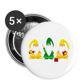 Wichtel wichteln Weihnachten - Buttons groß 56 mm (5er Pack) - Weiß - Vorne