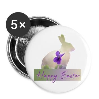 Happy Easter - Buttons groß 56 mm (5er Pack) - Weiß - Vorne