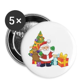 Weihnachtsmann - Buttons groß 56 mm (5er Pack) - Weiß - Vorne