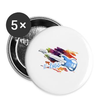 Fetziger Bassgitarrist Bühnenshow - Buttons groß 56 mm (5er Pack) - Weiß - Vorne