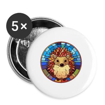 Igel Bunte Karikatur Kawaii Ani - Buttons groß 56 mm (5er Pack) - Weiß - Vorne
