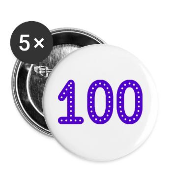 100. 100 JAHRE. 100-JÄHRIGES JUBILÄUM. 100. GEBURTSTAG - Buttons groß 56 mm (5er Pack) - Weiß - Vorne