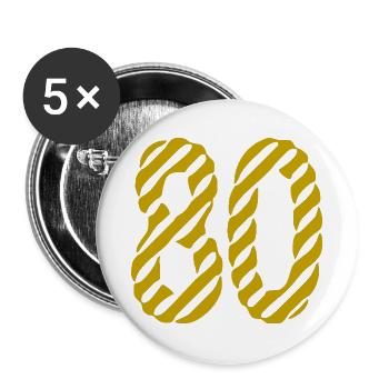 80. 80 JAHRE. 80-JÄHRIGES JUBILÄUM. 80. GEBURTSTAG. - Buttons groß 56 mm (5er Pack) - Weiß - Vorne