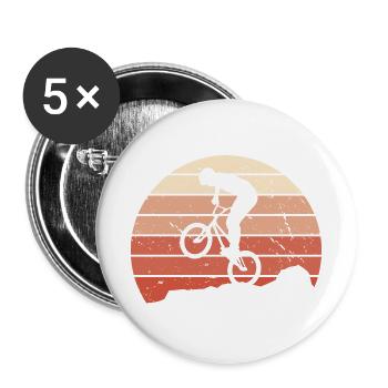 BMX Fahrrad Retro Desig Freestyle BMX Kinder Jungs - Buttons groß 56 mm (5er Pack) - Weiß - Vorne