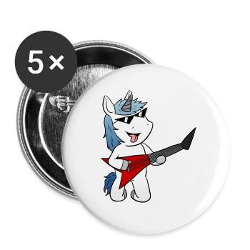 Einhorn E Gitarre Egitarre - Buttons groß 56 mm (5er Pack) - Weiß - Vorne
