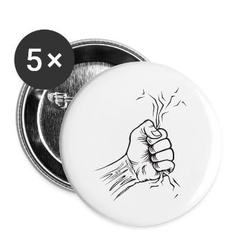 33-01 FLASH FIST - SALAMANYRKKI Textilien und Geschenke - Buttons groß 56 mm (5er Pack) - Weiß - Vorne