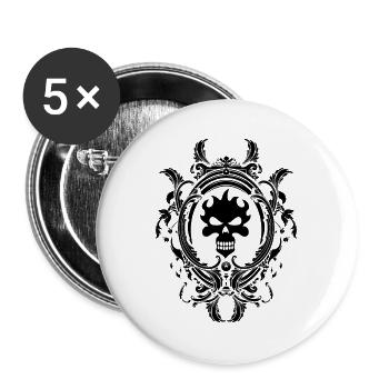 Totenkopf - Buttons groß 56 mm (5er Pack) - Weiß - Vorne