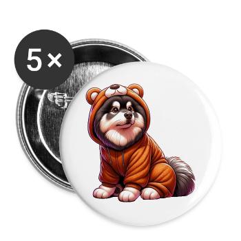 Finnischer Lapphund - Buttons groß 56 mm (5er Pack) - Weiß - Vorne