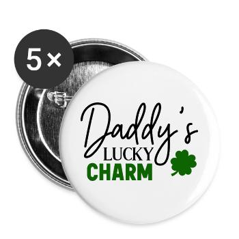 Papa Glücksbringer - Buttons groß 56 mm (5er Pack) - Weiß - Vorne