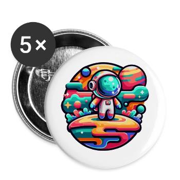 Kleiner Astronaut – Farbstrudel - Buttons groß 56 mm (5er Pack) - Weiß - Vorne