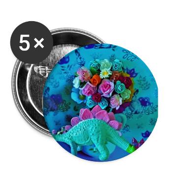 Kleiner Dinosaurier - Buttons groß 56 mm (5er Pack) - Weiß - Vorne