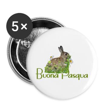 Frohe Ostern - Buttons groß 56 mm (5er Pack) - Weiß - Vorne