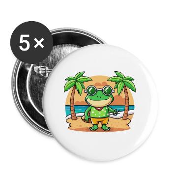 Frog Funny Cartoon Summer Beach Sunglasses - Buttons large 2.2''/56 mm (5-pack) - white - Front