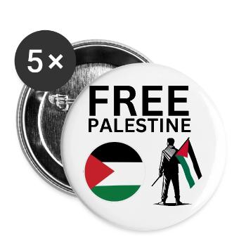 Free Palestine | Guy with palestine flag - Buttons groß 56 mm (5er Pack) - Weiß - Vorne