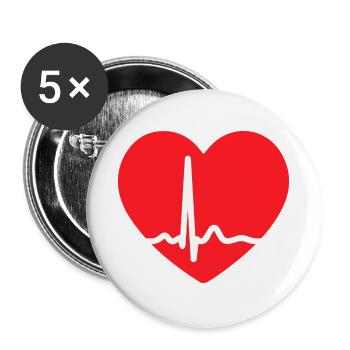 EKG-LEITUNG HERZ - Buttons groß 56 mm (5er Pack) - Weiß - Vorne