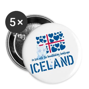 Iceland fox - Buttons groß 56 mm (5er Pack) - Weiß - Vorne