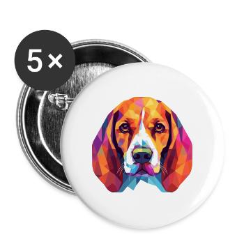 Beagle Hunderasse Aquarell Karikatur Kawaii Colorfu - Buttons groß 56 mm (5er Pack) - Weiß - Vorne