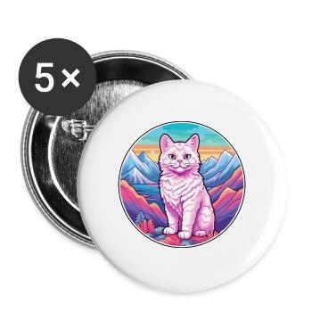 Singapura Katze Bunte Karikatur Aquarell Illustra - Buttons groß 56 mm (5er Pack) - Weiß - Vorne
