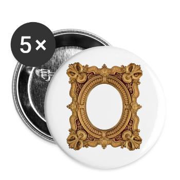 Ovaler goldener Bilderrahmen - Buttons groß 56 mm (5er Pack) - Weiß - Vorne