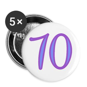 70. 70 ANS. 70e ANNIVERSAIRE. ANNIVERSAIRE 70 ANS. - Lot de 5 grands badges (56 mm) - blanc - Devant